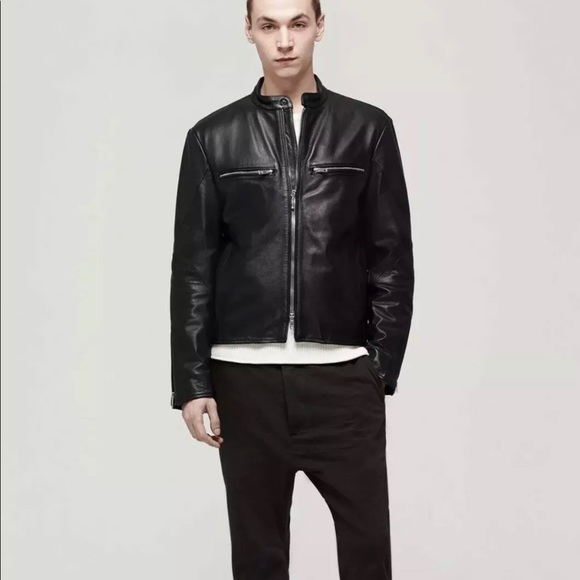 Rag and Bone Black Leather Jacket Duke Small Moto Racer New - Picture 3 of 10